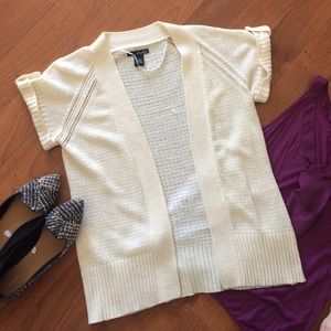 Cream short sleeve cardigan