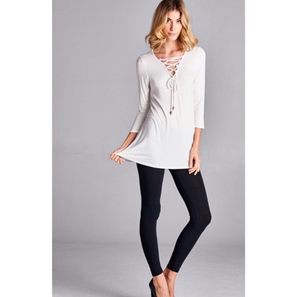 SOLD Lace Up Top - Picture 2 of 4
