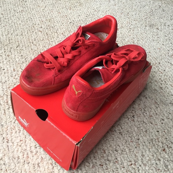 puma suede all red