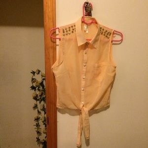 SHEER SELF TIE BLOUSE