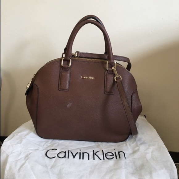 Calvin Klein Handbags - Calvin Klein Brown Saffiano Handbag