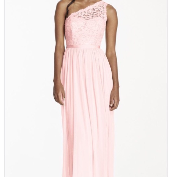 David's bridal long one shoulder bridesmaid dress