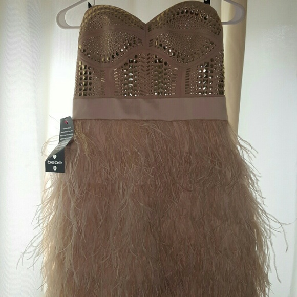 Brand new bebe feather dress