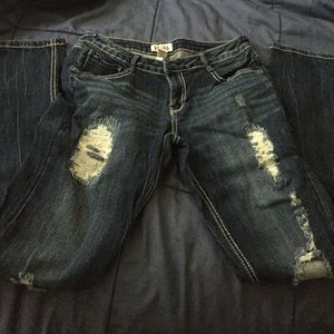 Denim destroyed jeans