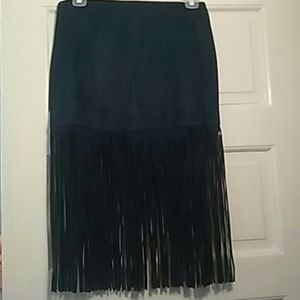 Faux suede Fringe skirt!