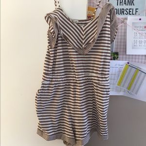 Brown and white bikini strap romper