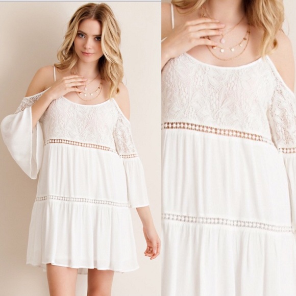 Baby Doll Lace Peek Shoulder Dress - Picture 3 of 4