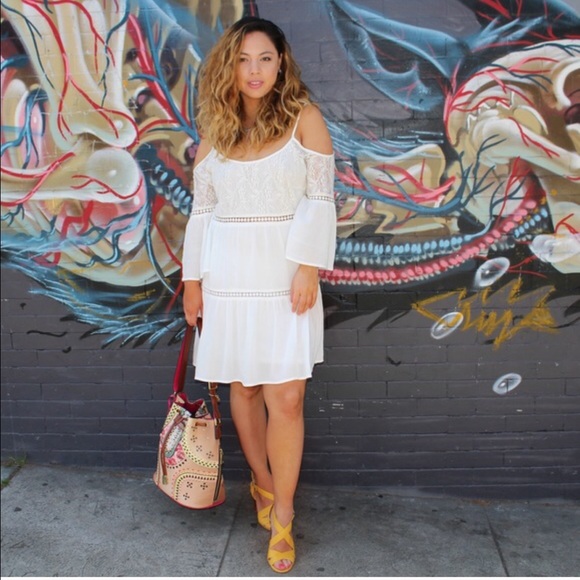 Baby Doll Lace Peek Shoulder Dress - Picture 4 of 4