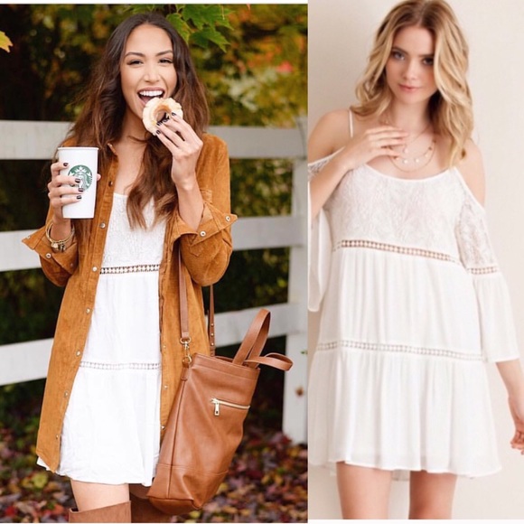 Baby Doll Lace Peek Shoulder Dress - Picture 2 of 4