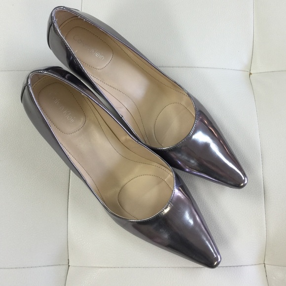 Calvin Klein Shoes - CALVIN KLIEN High Gloss Silver Heels