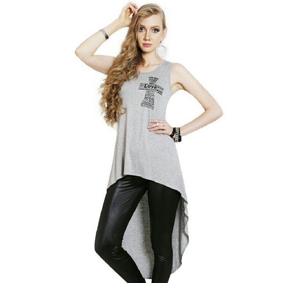 SALE! FINAL!NWT Gray High Low Casual Love Dress, M - Picture 3 of 4