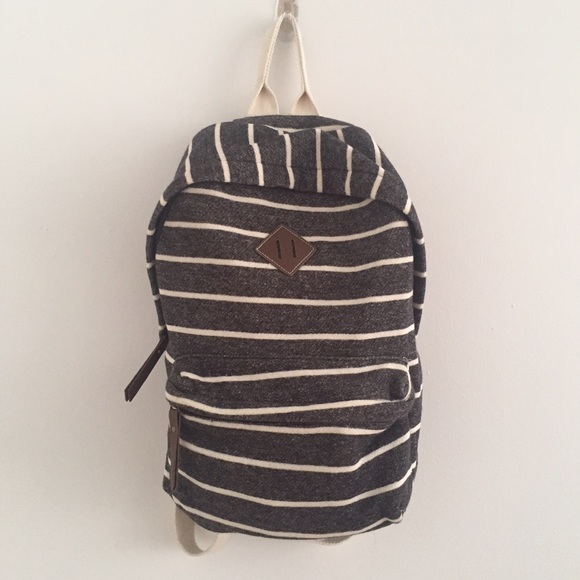 Charcoal grey striped school backpack