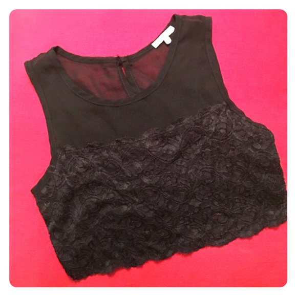 Lace and sheer crop top