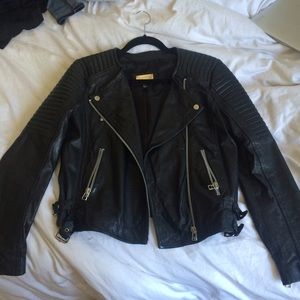 Mango quilted leather biker jacket