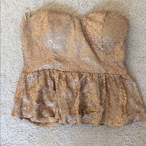 Gold Sparkly strapless top