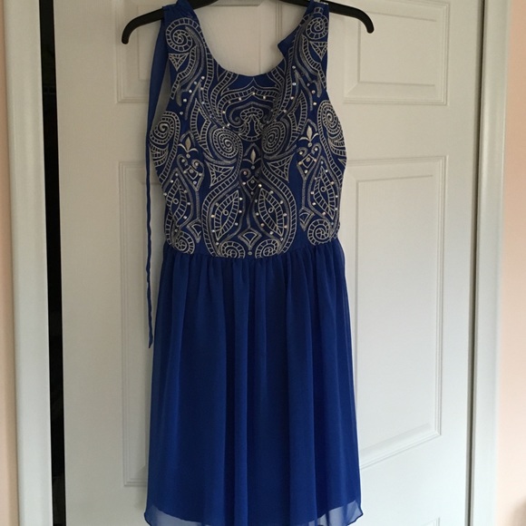 Short, blue with silver embellishment dress