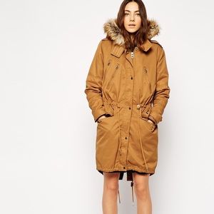 ASOS Parka w/ detachable faux fur lining in brown