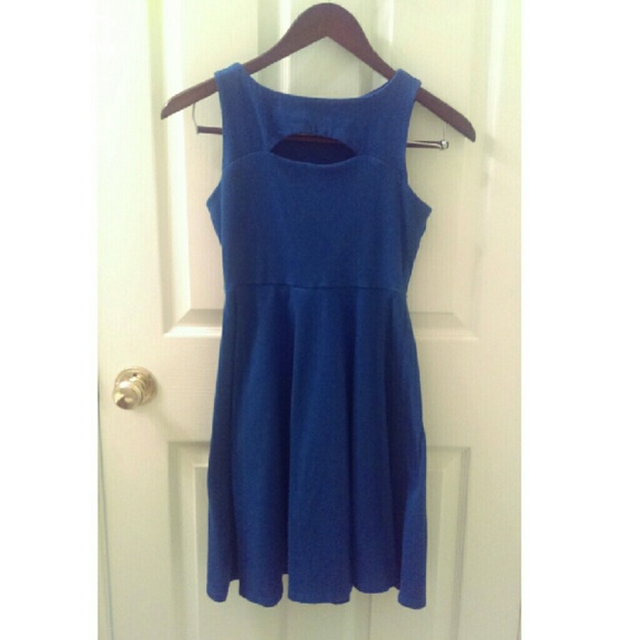 Blue Cutout Skater Dress