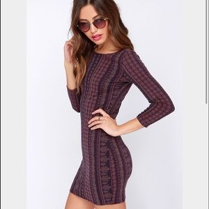 O'neill purple print dress bodycon style XS NWOT