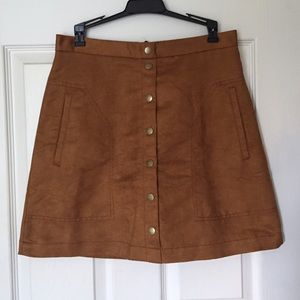 H&M Beige A-Line Suede Skirt