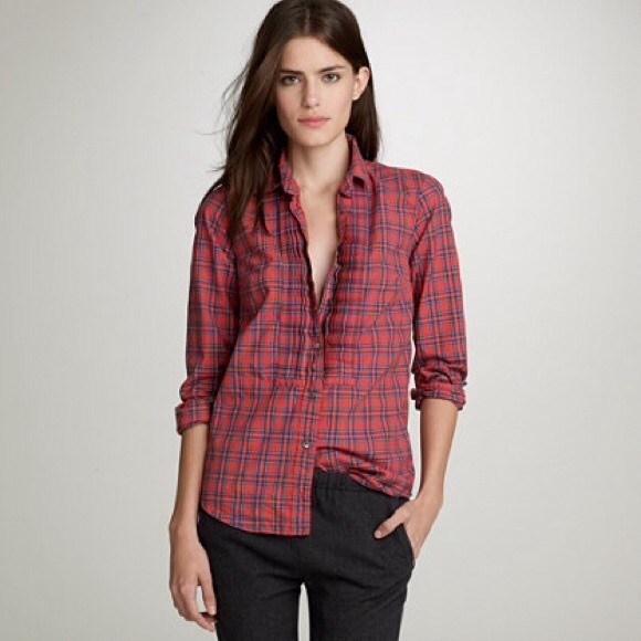 NEW WITHOUT TAG Red J Crew plaid top