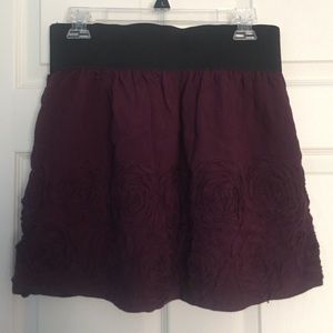 Burgundy Skirt with Flowers