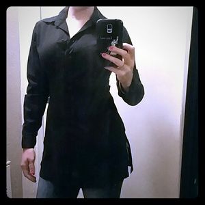 New York & Company Long black button down shirt