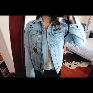 Zara denim jacket with patches