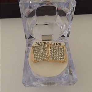 Iced out 14k gold plated earrings