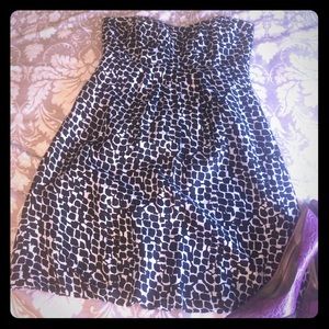 Strapless black and white silk dress