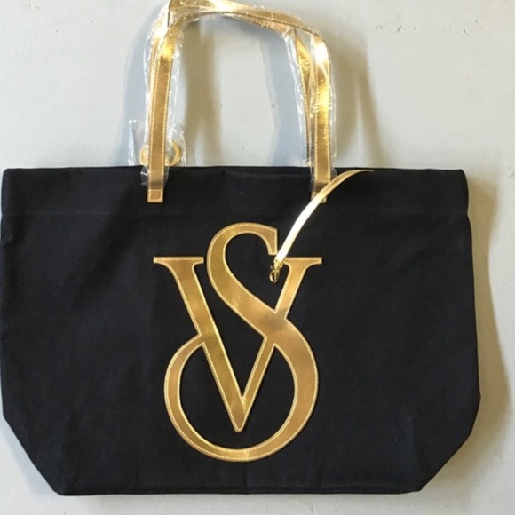 NEW NEVER USED Victoria's Secret black/ gold tote. - Picture 2 of 4