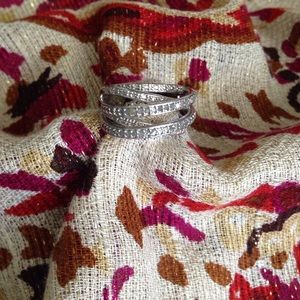 .925 Sterling And Diamond Bypass Ring Size 7.5