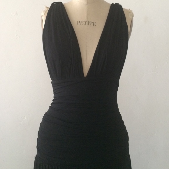 Black Sleeveless Deep V Dress Sz S - Picture 2 of 4