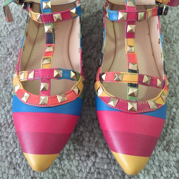 multicolor studs Pointy shoes