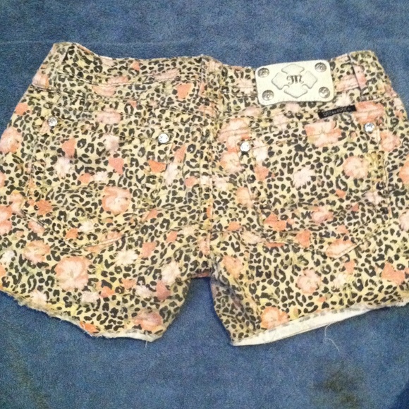 Floral cheetah print miss me shorts