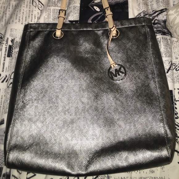 Pewter PVC canvas MK tote