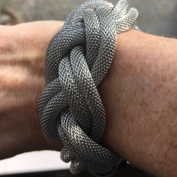 STEEL MESH BRAIDED NECKLACE AND BRACELET SET - Picture 2 of 4