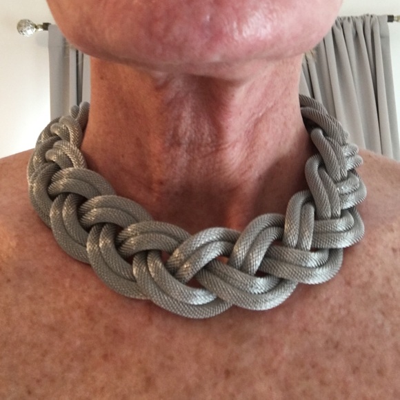 STEEL MESH BRAIDED NECKLACE AND BRACELET SET - Picture 3 of 4