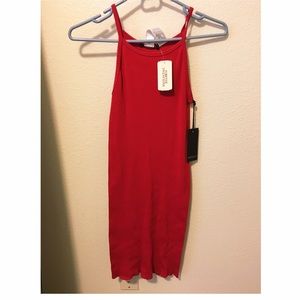 NWT Red Ribbed Knit Mini Bodycon Dress