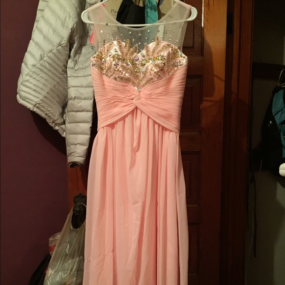 Pink prom dress with Colorful Gems