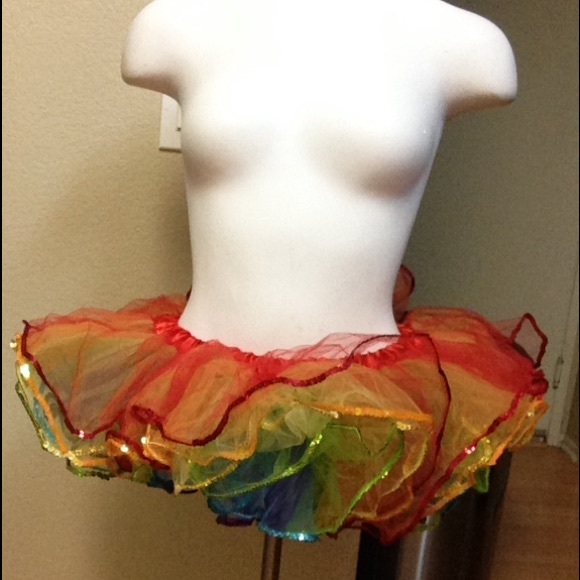 Rainbow Tulle Sequin TuTu Skirt Sz Medium