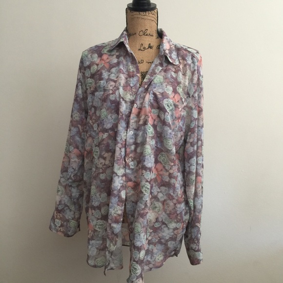 American Apparel Oversized Chiffon Button-Up