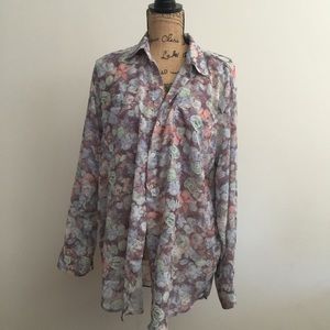 American Apparel Oversized Chiffon Button-Up
