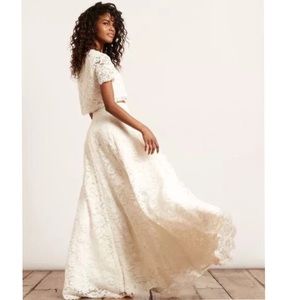Haute Hippie maxi lace wedding dress skirt