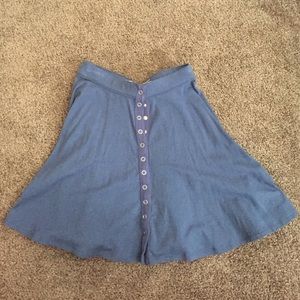 Blue buttoned skater skirt.