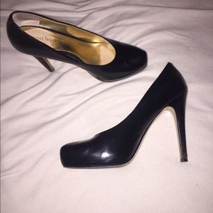 Black Leather Nine West Heels