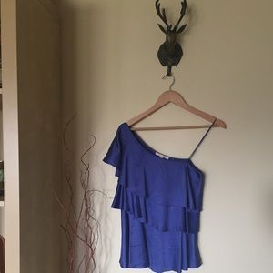 Silk one sleeved ruffle blouse