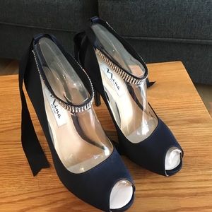Navy Nina Heels with Sparkle Strap