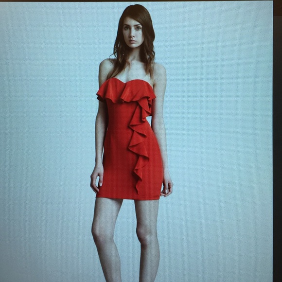 Jay Godfrey "Red Alfran" Strapless Silk Dress