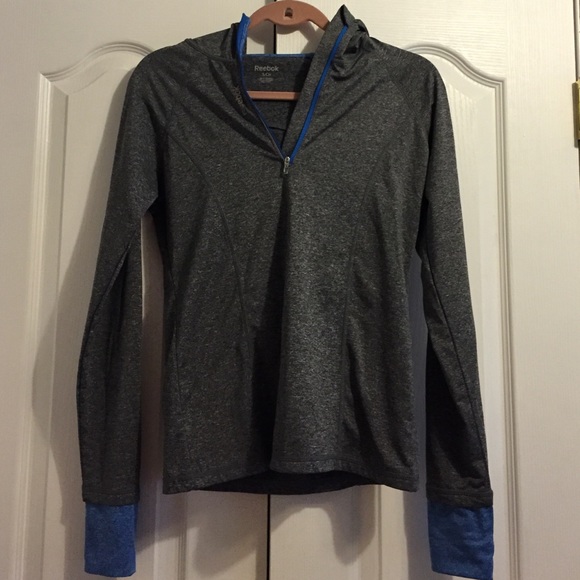 Reebok sports half zip pullover with a hood
